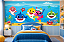Papel de Parede Infantil Adesivo Baby Shark Tubarão Fundo do Mar com Boiserie Azul Quarto de Bebê e Criança - Imagem 1