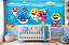 Papel de Parede Infantil Adesivo Baby Shark Tubarão Fundo do Mar com Boiserie Azul Quarto de Bebê e Criança - Imagem 3