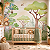 Papel de Parede Infantil Adesivo Safari Baby Bichinhos da Floresta Aquarela Girafa Leão Elefante com Árvores Verde Quarto de Bebê - Imagem 2