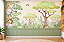 Papel de Parede Infantil Adesivo Safari Baby Bichinhos da Floresta Aquarela Girafa Leão Elefante com Árvores Verde Quarto de Bebê - Imagem 3