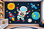 Papel de Parede Infantil Adesivo Astronauta no Espaço Foguete Planetas Estrelas Universo Azul Marinho Quarto de Bebê e Menino - Imagem 2