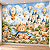 Papel de Parede Infantil Príncipe Urso Aquarela com Ursinhos, Castelo, Coroas e Balões para Quarto de Bebê Menino - Imagem 1