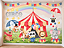 Papel de Parede Infantil Circo Encantado Aquarela com Animais, Tenda, Arco-Íris e Balões para Quarto de Bebê - Imagem 2