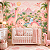 Papel de Parede Infantil Dinossauros Rosa Aquarela Feminino com Flores e Floresta para Quarto de Bebê e Menina - Imagem 2