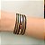 Pulseira bracelete de ímã duas cores preto e bege fio algodão folheada a ouro 18K hipoalergênico - Imagem 1
