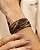 Pulseira bracelete pedra marrom verde militar folheada a ouro 18K hipoalergênico - Imagem 1