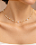 Colar choker delicado com pérolas e zircônias navete folheado a ouro 18K hipoalergênico - Imagem 1