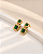 Brinco duas pedras quadradas zircônia verde esmeralda folheado a ouro 18K hipoalergênico - Imagem 1