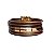 Pulseira bracelete de couro feminina preta e bronze detalhes geométricos acabamento folheado a ouro 18K hipoalergênico - Imagem 2