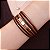 Pulseira bracelete de couro feminina preta e bronze detalhes geométricos acabamento folheado a ouro 18K hipoalergênico - Imagem 1
