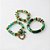 Kit 3 Pulseiras de Metal e Miçangas Verdes com Pingente de Coração - Imagem 3