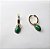 Brinco Argola de Metal Dourado com Pingente de Pedra Verde - Imagem 1