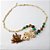 Colar de Resina Longo Marfim e Bege com Pingente Decorado e Tassel - Imagem 1