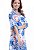 Vestido Chemise Babados Mangas 3/4 em Crepe Estampado Floral Branco Azul - Imagem 2
