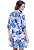 Vestido Chemise Babados Mangas 3/4 em Crepe Estampado Floral Branco Azul - Imagem 4