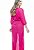 Vestido Saida Longa Liso Fendas Mangas Bufantes Decote V Crepe Pink - Imagem 2