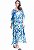 Vestido Kaftan Longo Crepe Estampado Floral Azul - Imagem 4