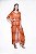 Vestido Kaftan Longo Crepe Estampado Animal Print Laranja Preto - Imagem 2