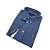 Camisa Social Oxford Xadrez Manga Longa Azul Claro Logo Clássico Laranja - Imagem 4