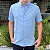 Camisa Social Oxford Manga Curta Azul Claro Logo Clássico Amarelo - Imagem 2