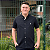 Camisa Social Oxford Manga Curta Preto Logo Clássico Cinza - Imagem 1