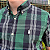 Camisa Social Manga Curta Xadrez Listra Preta Verde Logo Clássico Branco - Imagem 2