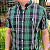 Camisa Social Manga Curta Xadrez Listra Preta Verde Logo Clássico Branco - Imagem 4