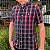 Camisa Social Manga Curta Xadrez Bordo Marinho Branco Logo Clássico Branco - Imagem 2
