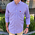 Camisa Manhatan Jeans Quadriculada Manga Longa Lilas Logo Vermelho - Imagem 4