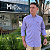 Camisa Manhatan Jeans Quadriculada Manga Longa Lilas Logo Vermelho - Imagem 1