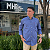 Camisa Manhatan Jeans Quadriculada Manga Longa Marinho Logo Vermelho - Imagem 1