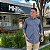 Camisa Manhatan Jeans Quadriculada Manga Longa Preto Logo Vermelho - Imagem 5