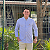 Camisa Ralph Lauren Quadriculada Manga Longa Branco Listras Azul Logo Colorido - Imagem 1