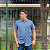 Camisa Social Txc Xadrez Manga Curta Azul Listras Marinho 29136C Com Bolso - Imagem 5