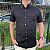 Camisa Social Tecido Plano Manga Curta Preto Logo Clássico Vermelho - Imagem 2