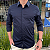 Camisa Social Kingejoe Manga Longa Marinho Com Elastano Lisa - Imagem 2