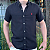 Camisa Social Linho Manga Curta Preto Logo Clássico Vermelho - Imagem 3
