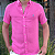 Camisa Social Linho Manga Curta Rosa Pink Logo Clássico Celeste - Imagem 4