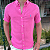 Camisa Social Linho Manga Curta Rosa Pink Logo Clássico Celeste - Imagem 5