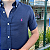 Camisa Social Linho Manga Curta Marinho Logo Clássico Rosa Pink - Imagem 3