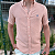 Camisa Social Linho Manga Curta Caqui Logo Clássico Azul Royal - Imagem 5
