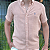Camisa Social Linho Manga Curta Caqui Logo Clássico Azul Royal - Imagem 4