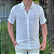 Camisa Social Linho Manga Curta Branco Logo Clássico Cinza - Imagem 4