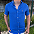 Camisa Social Linho Manga Curta Azul Royal Logo Clássico Laranja - Imagem 5