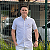 Camisa Ralph Lauren Xadrez Manga Curta Listra Azul Claro Vermelho Logo Colorido - Imagem 1