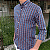 Camisa Social Txc Xadrez Manga Longa Azul Listras Preto 29139L Com Bolso - Imagem 5