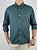 Camisa Social Oxford Manga Longa Verde Militar Logo Clássico Laranja - Imagem 3