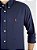 Camisa Social Oxford Micro Listrado Manga Longa Marinho Logo Clássico Vermelho - Imagem 2