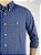 Camisa Social Oxford Micro Xadrez Manga Longa Azul Royal Logo Clássico Laranja - Imagem 2