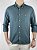 Camisa Social Oxford Micro Listrado Manga Longa Verde Militar Logo Clássico Laranja - Imagem 4